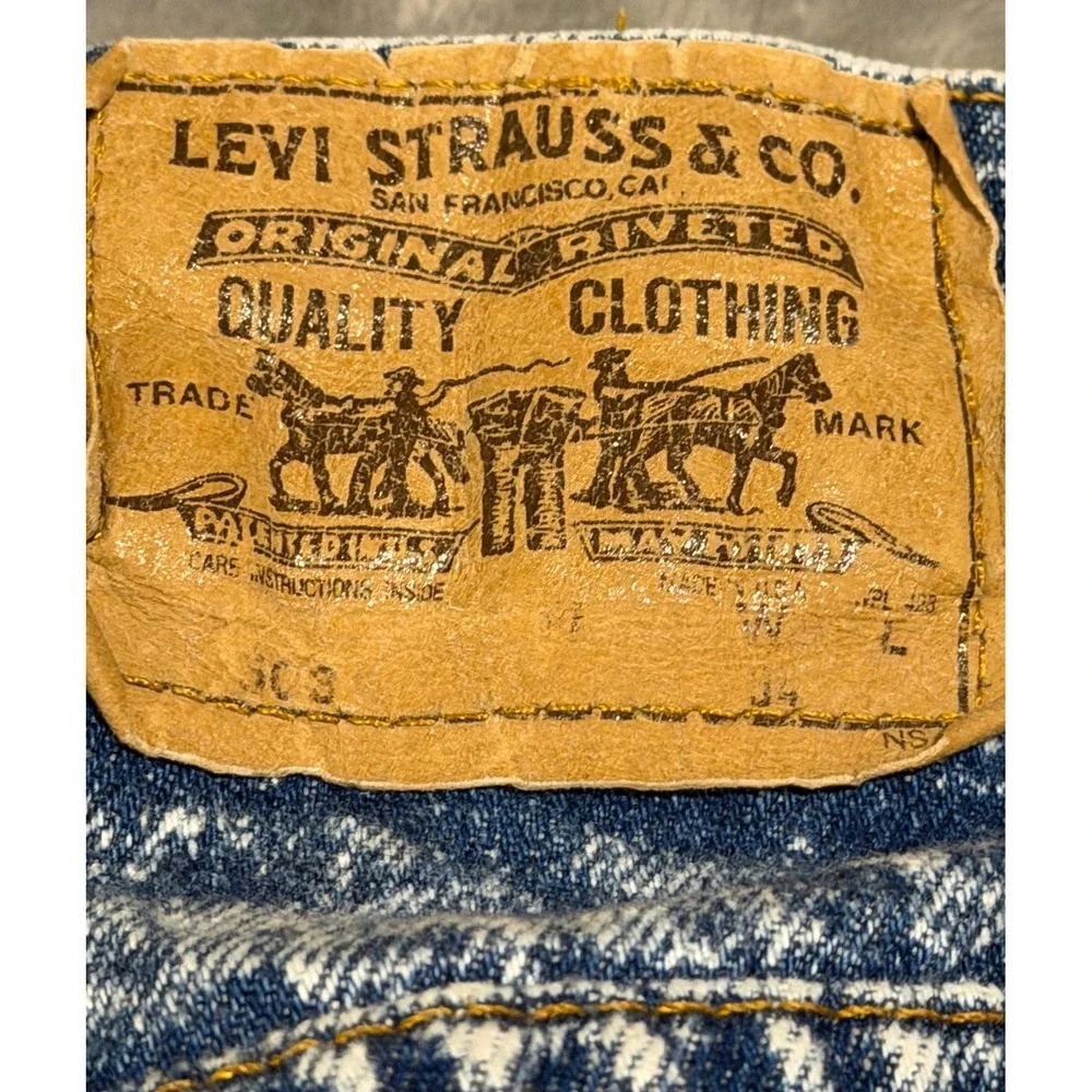 Vintage Levis 505 Acid Wash Denim Shorts Mens 34 Orange Tab Made in USA Raw Hem